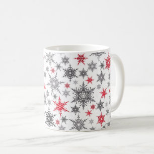 Weihnachten, rot, weiß, Schneeflocken, Winter, Neu Kaffeetasse
