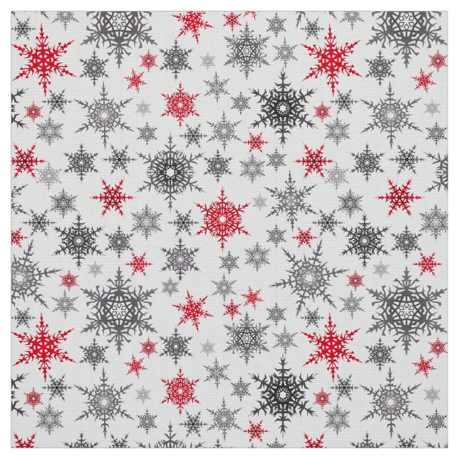 Weihnachten, rot, weiß, Schneeflocken, Winter Stoff (Muster)