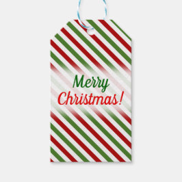 Weihnachten; rot, weiß und grün gestreiftes Muster Geschenkanhänger