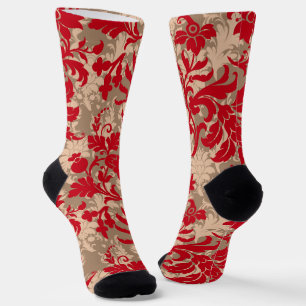 Weihnachten Rotbraun rustikales Blumenmuster Socken