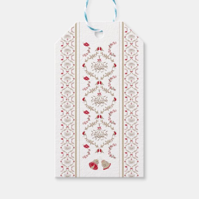 Weihnachten | Rote Beige Geschenkanhänger (Vorderseite)