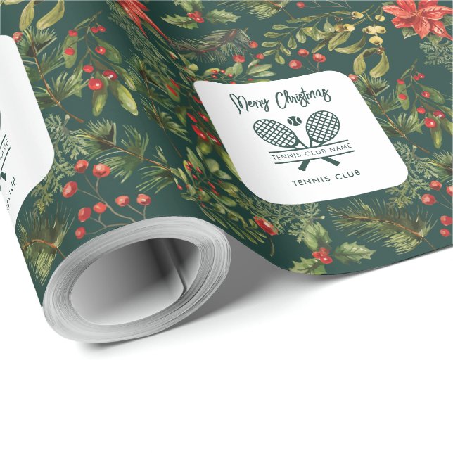 Weihnachten - Rote Berries - Tennis Club Geschenkpapier (Rolleneckpunkt)