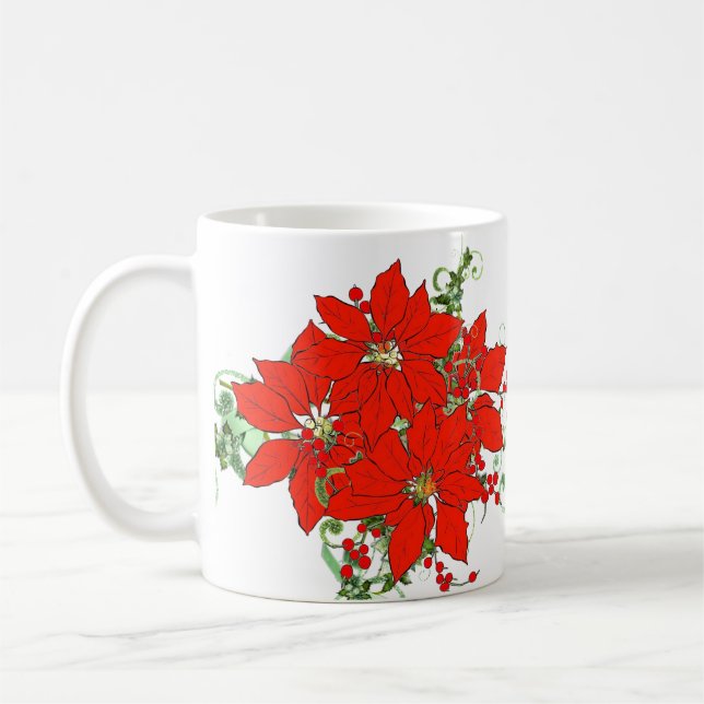 Weihnachten Rote Blume Keramik Kaffeetasse (Links)