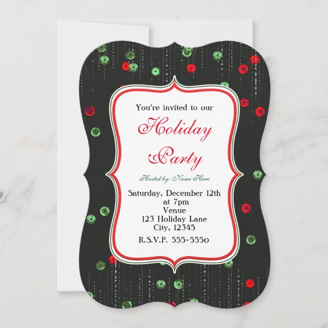 Weihnachten - Rote & grüne Sequenzen - Einladungen (Vorderseite)