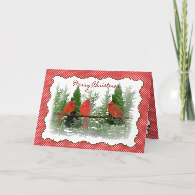 Weihnachten - Rote Kardinal auf Zweig gekrönt (Vorderseite)