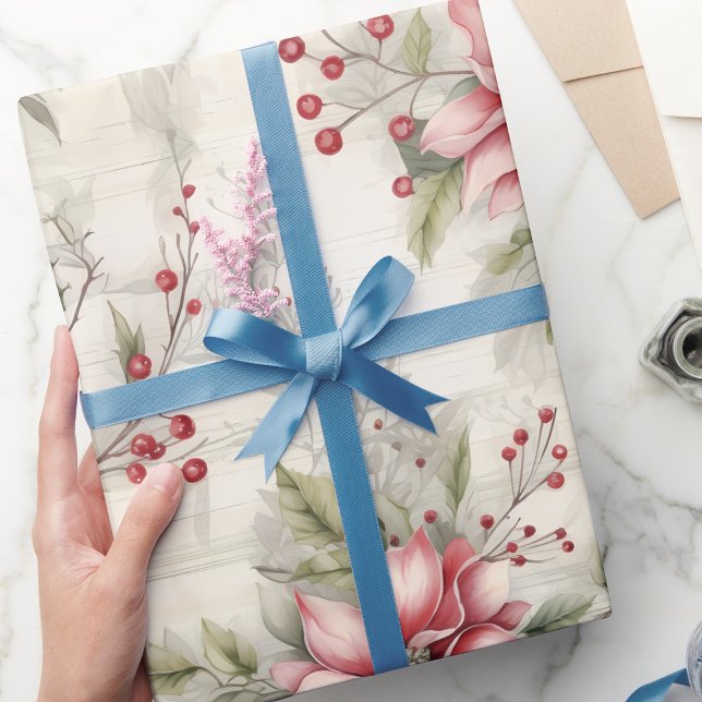 Weihnachten Rote Poinsettia Tartan, Decoupage Geschenkpapier (Von Creator hochgeladen)