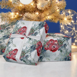 Weihnachten Rote Rosen Blue Spruce Winterurlaub Geschenkpapier