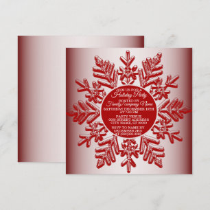 Weihnachten Rote Snowflake Elegantes Party Einladung