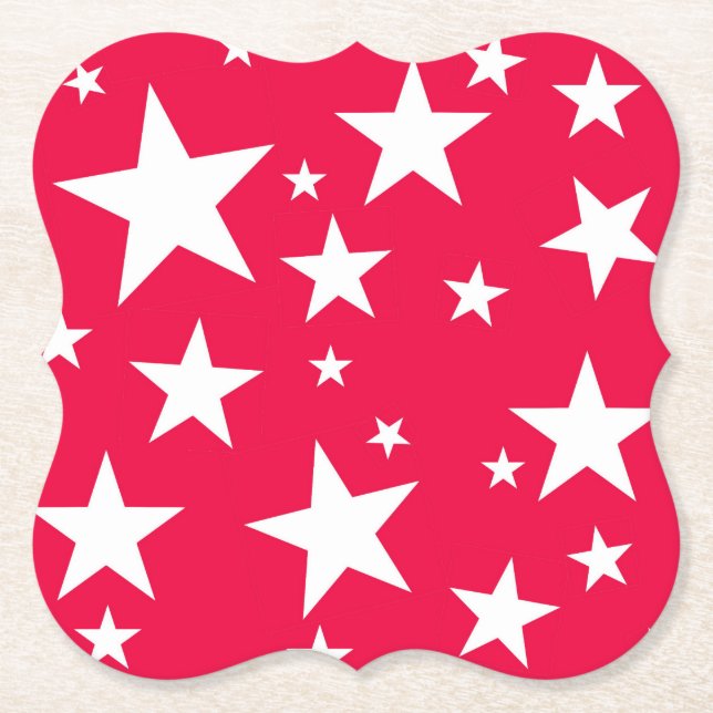 Weihnachten Rote Sterne Elegante Vorlage Untersetzer (Vorderseite)