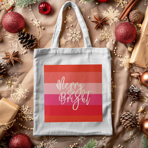 Weihnachten Rote Streifen Fröhlicher und heller Ur Tragetasche