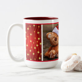 Weihnachten (rote und hängende Sterne) Zweifarbige Tasse