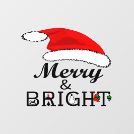 Weihnachten Rote Weihnachtsmannmütze Merry und Bri Fensteraufkleber