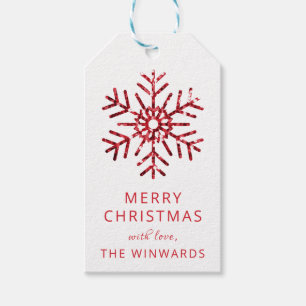 Weihnachten Roter Glitzer Schneeflocke Geschenkanhänger