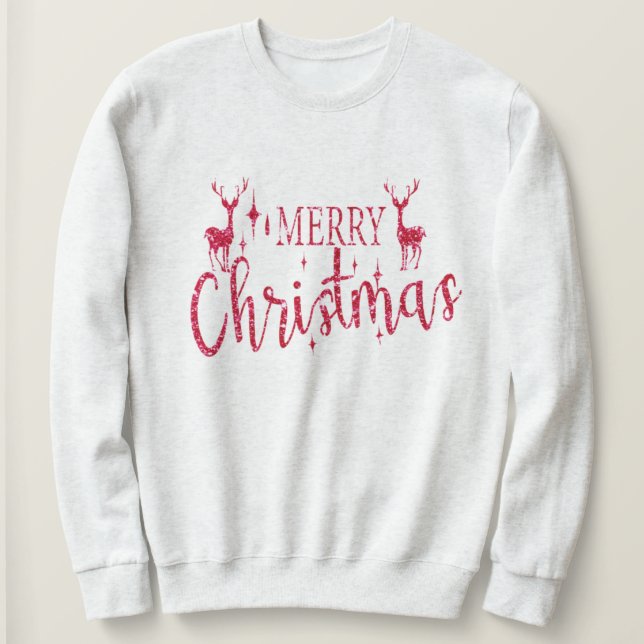 Weihnachten Roter Glitzer Urlaub Frohe Weihnachten Sweatshirt (Design vorne)