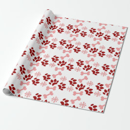 Weihnachten Roter Hund Katzenpaws Knochen Schneefl Geschenkpapier