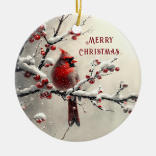 Weihnachten - Roter Kardinal Keramik Ornament