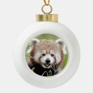 Weihnachten, roter Panda. Panda roux. Keramik Kugel-Ornament