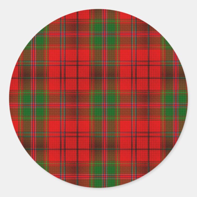 Weihnachten Roter Tartan Karierter Urlaub Runder Aufkleber (Vorderseite)