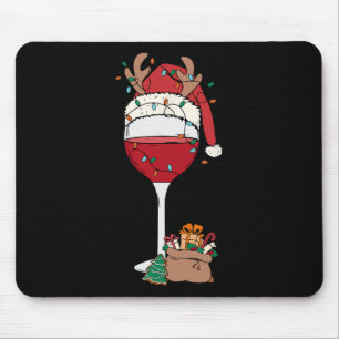 Weihnachten Roter Wein Weihnachtsmannmütze Rentier Mousepad