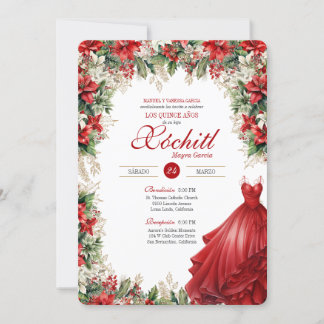 Weihnachten Roter Winter Urlaub Quinceañera Einladung
