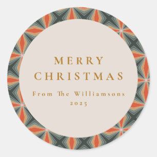 Weihnachten Rotes Grün Mitte Jahrhundert Stars Cus Runder Aufkleber