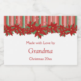 Weihnachten Rotes Grün Poinsettias Lebensmitteletikett