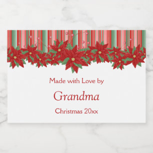 Weihnachten Rotes Grün Poinsettias Lebensmitteletikett