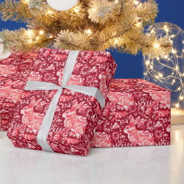 Weihnachten Rotes Kaninchen Vogel Woodland Blumenm Geschenkpapier