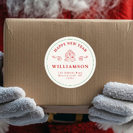 Weihnachten Rotes Lebkuchen Rücksendeadresse Runder Aufkleber