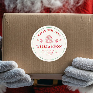 Weihnachten Rotes Lebkuchen Rücksendeadresse Runder Aufkleber