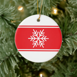 Weihnachten Rotes Rennen Streifen Schneeflocke Keramik Ornament