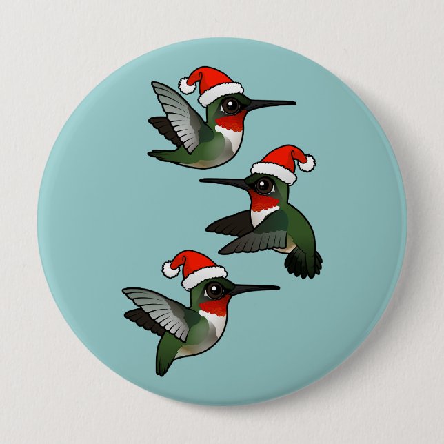 Weihnachten Ruby-throated Hummingbird Button (Vorderseite)