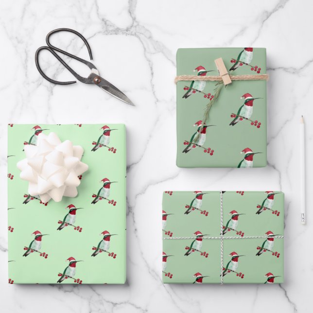 Weihnachten Ruby-throated Hummingbird  Geschenkpapier Set (Vorderseite)