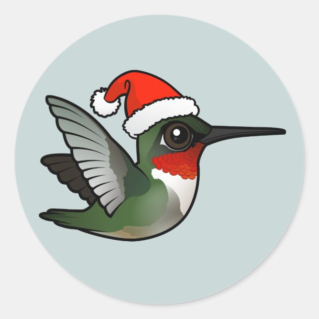 Weihnachten Ruby-throated Hummingbird Runder Aufkleber (Vorderseite)