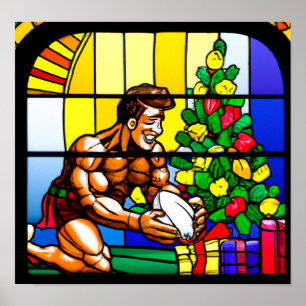 Weihnachten - Rugby-Malerei Poster