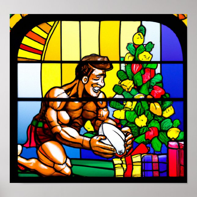 Weihnachten - Rugby-Malerei Poster (Vorne)