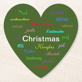 Weihnachten rund um das moderne grüne Herz der Wel Untersetzer