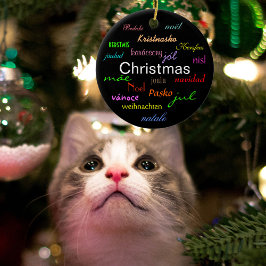 Weihnachten rund um die Welt im schwarzen Kreis Keramik Ornament