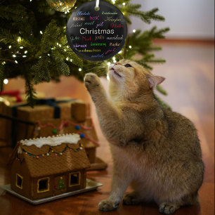 Weihnachten rund um die Welt im schwarzen Kreis Ornament Aus Glas