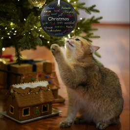 Weihnachten rund um die Welt im schwarzen Kreis Ornament Aus Glas
