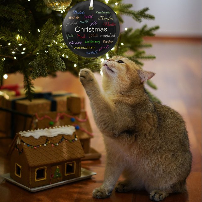 Weihnachten rund um die Welt im schwarzen Kreis Ornament Aus Glas (Von Creator hochgeladen)