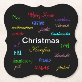 Weihnachten rund um die Welt Moderne in Schwarz Untersetzer