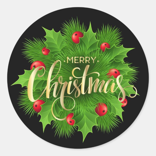 Weihnachten  runder aufkleber (Vorderseite)