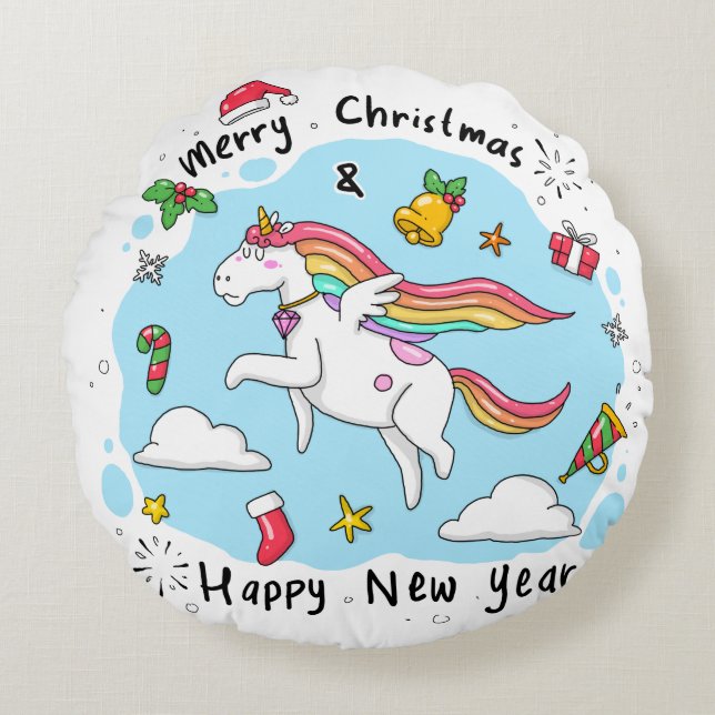 Weihnachten Rundes Kissen (Vorderseite)