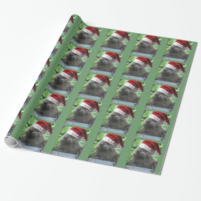Weihnachten Russisch Blauer Langhaarkatze Geschenkpapier (Ungerollt)