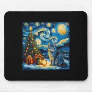 Weihnachten Russisch Blue Cat Art Van Gogh's The S Mousepad