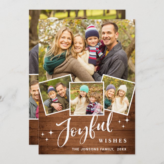 Weihnachten Rustic Brown Boho Wood 7 FOTO Gruß (Vorne/Hinten)