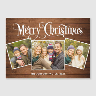 Weihnachten Rustikal Braun Holz 3 FOTO Magnetkarte