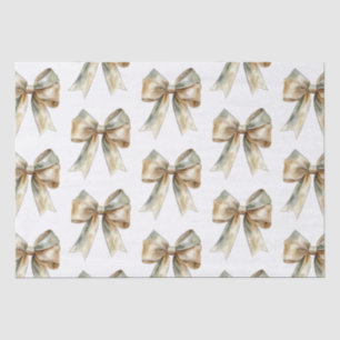 Weihnachten Rustikal Chic Green Gold Bows Seidenpapier
