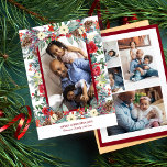 Weihnachten rustikal florale 5 Foto Collage burgun<br><div class="desc">Rustikale moderne Winter botanische Frohe Weihnachtsfamilie 5 Foto Collage Urlaubskarte mit rot burgund und sage grün Rahmen von Kiefern,  Beeren,  Grünpflanzen und Blätter auf einem weißen Hintergrund.              Persönlich mit 5 Foto-Shoots,  Text- und Familiensignatur auf beiden Seiten!</div>